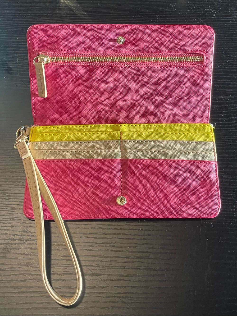 Pink & Yellow Women's Wristlet Card Holder
